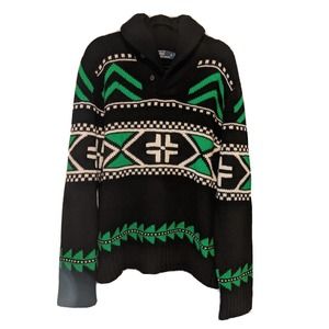 Vintage POLO Ralph Lauren Merino Wool Icelandic Nordic Shawl Collar Sweater XL